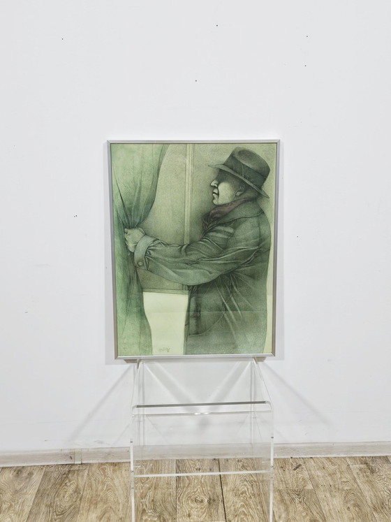 Bruno Bruni, Hinter dem Vorhang, 1979, Litografia, Incorniciato – Litografie e stampe (photo 4 of 16)