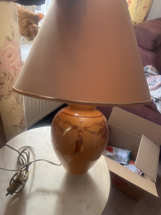 Image 1 of Vintage Le Dauphin ceramic table lamp – orange crackle – 1970s/1980s