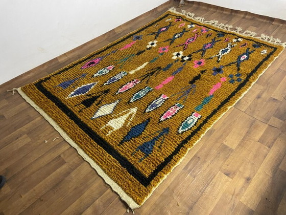 Image 1 of Handwoven Moroccan Berber Rug: Geometric Wool Carpet 3x2m