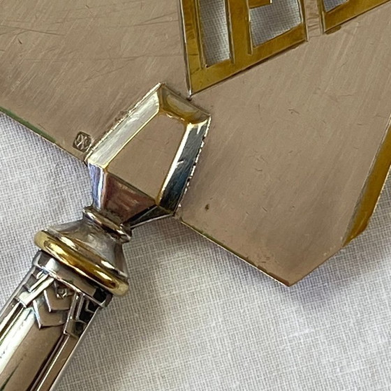 Image 1 of Tweekleurige verzilverde Art Deco taart- of taartschep