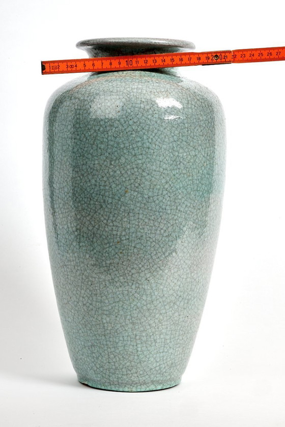 Image 1 of Raro jarrón de suelo de cerámica craquelada de gran tamaño para Karlsruhe Majolica