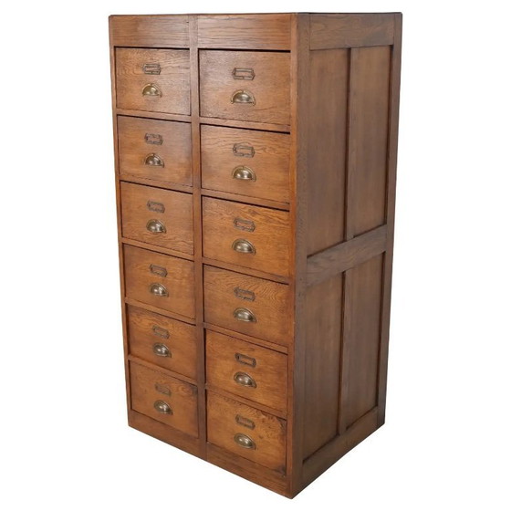 Image 1 of Botiquín/archivador antiguo holandés de roble, años 30