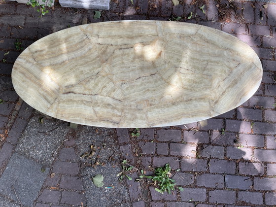 Image 1 of Coffee table marble top/brass legs