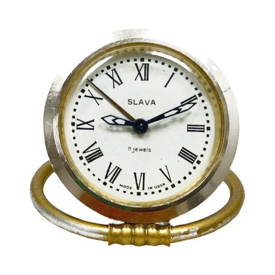 Mechanische wekker van het Sovjet-Unie Slava, 11 jewels – jaren 60, werkend, vintage USSR – Klokken, Glass (photo 10 of 11)
