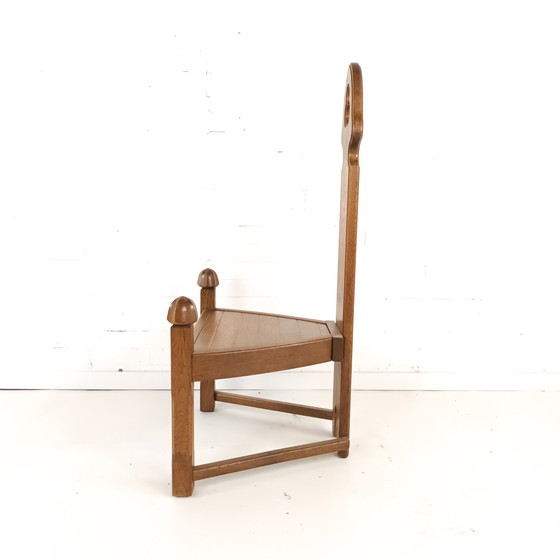 Image 1 of Vintage brutalist oak wooden chair 1960s