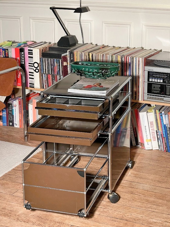 USM Haller rolling filing cabinet, storage for hanging files – Bookcases, Chrome (photo 4 of 5)