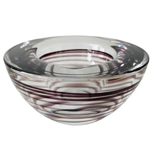 KOSTA BODA Votive tea light holder purple swirl