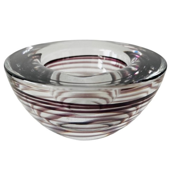 Image 1 of KOSTA BODA Porte-bougie votive violet tourbillonnant