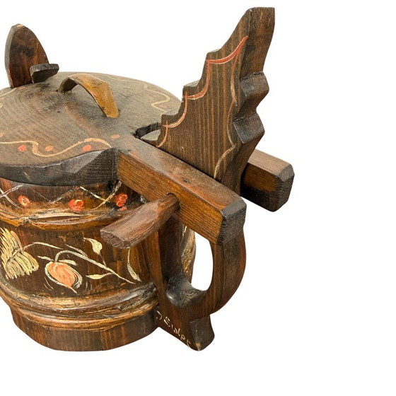 Chopine en bois suédoise peinte à la main, art populaire, Objets déco, Marron, Rustic (photo 5 sur 9)