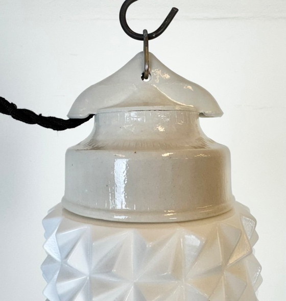 Image 1 of Vintage witte porseleinen hanglamp, jaren 70