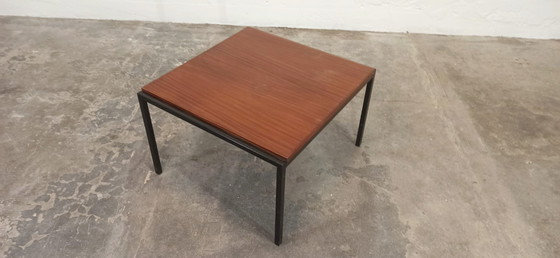 Image 1 of Vintage teak and black metal frame coffee table 