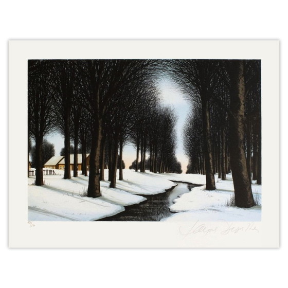 Jacques Deperthes Signed Lithograph Neige Sous Les Arbres – Lithographs & prints, Paper (photo 5 of 5)