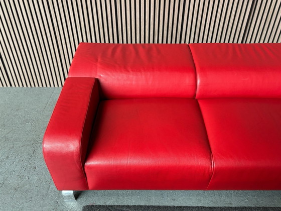 Set Leolux B Flat Sofas Red Leather 180x110 CLEANED, Seating area (photo 8 of 9)