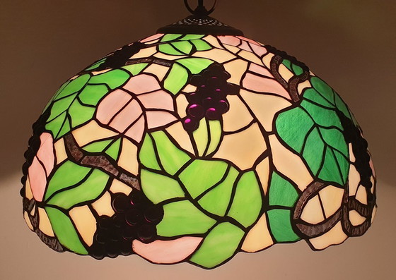 Image 1 of Large (40cm) Tiffany / stained glass grape pendant lamp