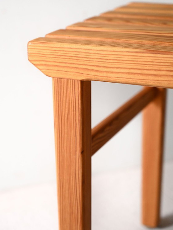 Image 1 of 1960s Scandinavian pine slatted stool