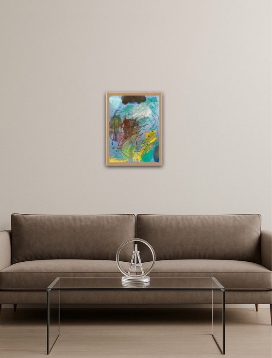 Image 1 of Guazzo astratto su carta colorata, 40x30cm