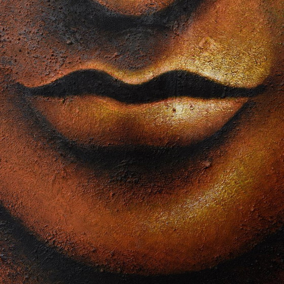 Image 1 of Groot Boeddha schilderij met structuur 2 meter hoog