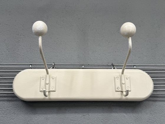 Image 1 of Mid-century white coat rack with spherical hooks