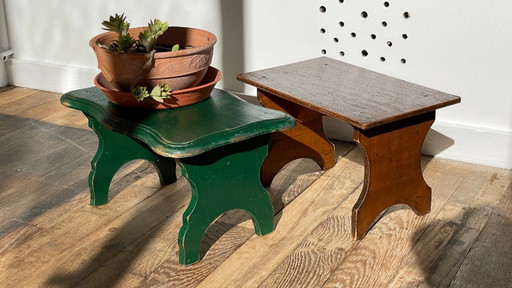 2 mini TABOURETS DE MADERA Vintage