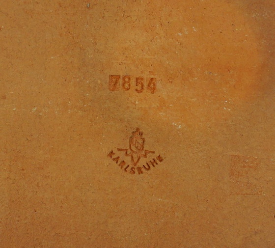 Image 1 of Majolika Karlsruhe - Gran panel de pared de cerámica con paisaje de cipreses, años 70, modelo n.º 7854, Dietmar Liedke