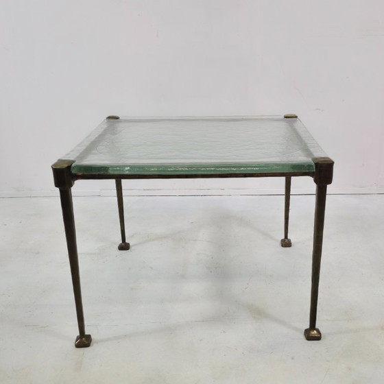 Image 1 of Lothar Klute brutalist coffee table from the 70s/80s, brass with glass