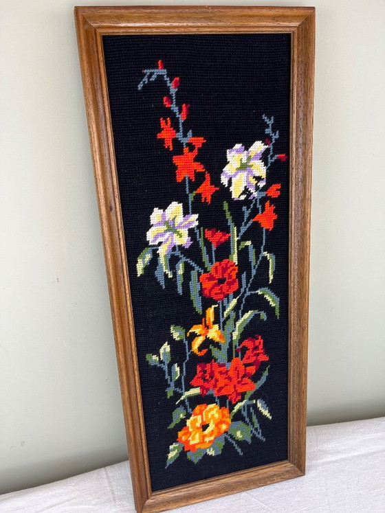 Canevas vintage, Objets d'art, Textile, Bois, Noir (photo 2 sur 5)