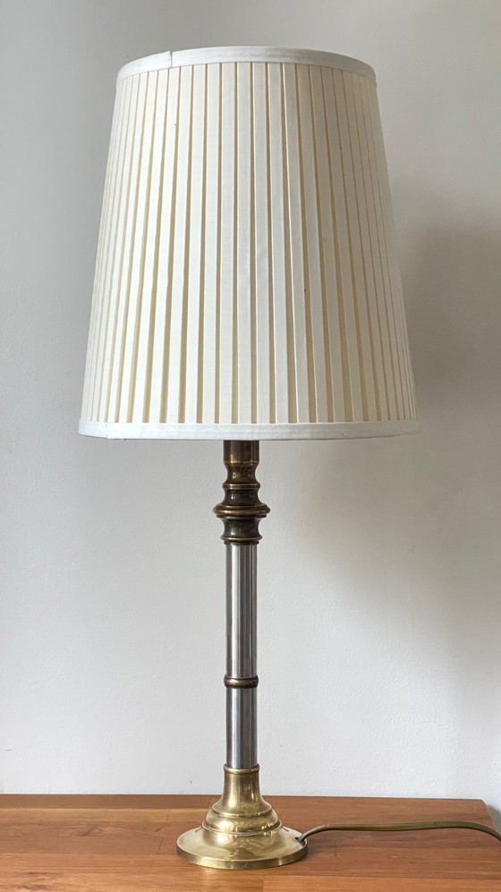 Image 1 of Stahl- und Messinglampe aus den 1970er Jahren