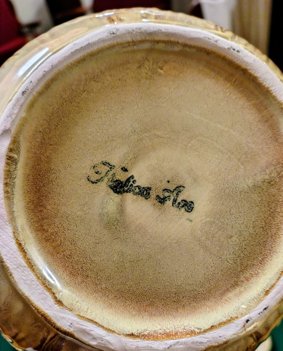 Image 1 of Vintage majolica serveerset in maïskolfmotief – Italica Ars Firenze voor Peasant Village – jaren 1960/1970 –