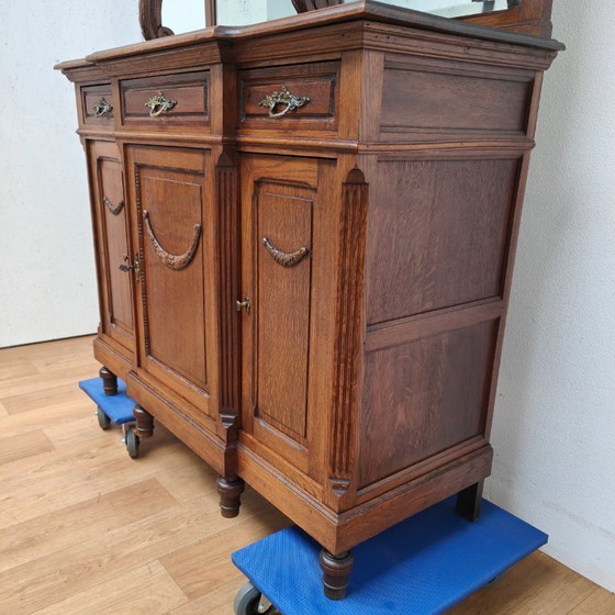 Image 1 of Antique Vintage country sideboard wall cabinet mirror cabinet