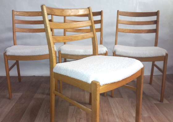 Image 1 of Set van 4 vintage stoelen van imitatieschapenvacht 1960 Denemarken