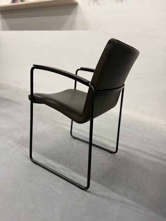 Image 1 of Leolux Talos Eetkamerstoel groen leer