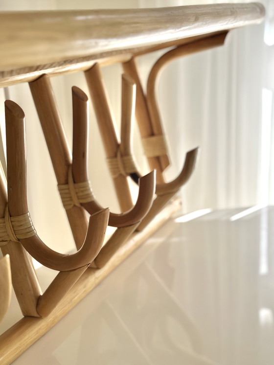 Image 1 of Porte-manteau vintage en rotin et bambou