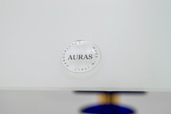 Image 1 of Auras Italian Brass and "Incamiciato" Murano Glass Ground Lamp, 1989