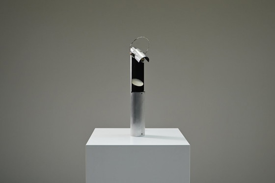 Image 1 of Brushed metal postmodern table lamp, 1980s Italy.