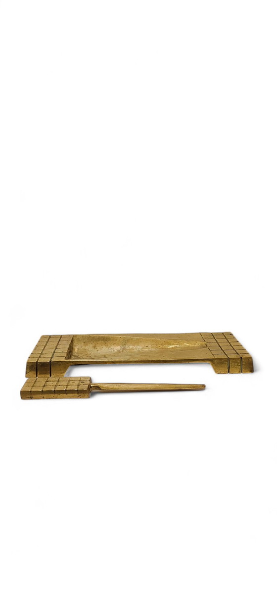 Image 1 of Brutalist Brass Desk Set 1960s – Sculptural Mid-Century Design, Style of Luigi Stefan Varga Office