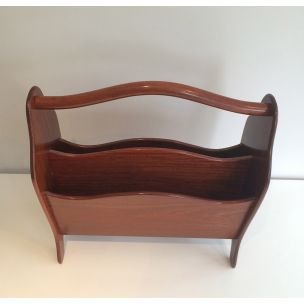 Image 1 of Vintage magazine holder in teak Scandinavian 1970s 