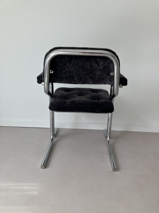 Chaises de salle à manger - Jerry Johnson - Années 1970 – Chrome, Textile (photo 2 of 6)
