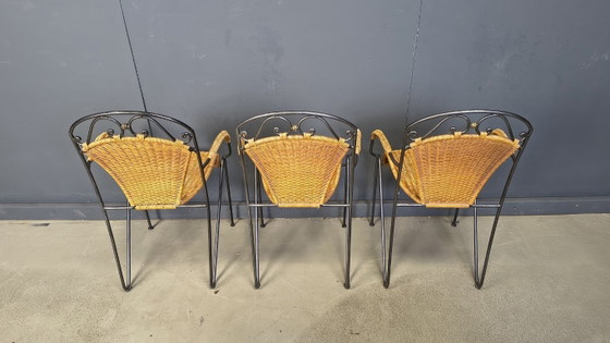 Image 1 of Chaises en osier attribuées à Frederick Weinberg, années 1960, ensemble de 6