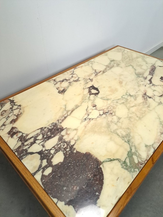 Image 1 of Mesa de centro de teca con gran tapa de mármol