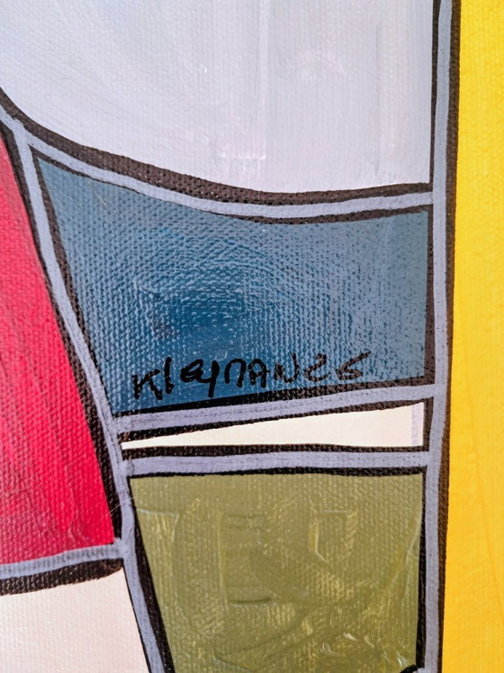 Image 1 of Patricia KLEYMAN - Ritratto di una graziosa giovane donna con un cappello bianco - Dipinto dell'artista