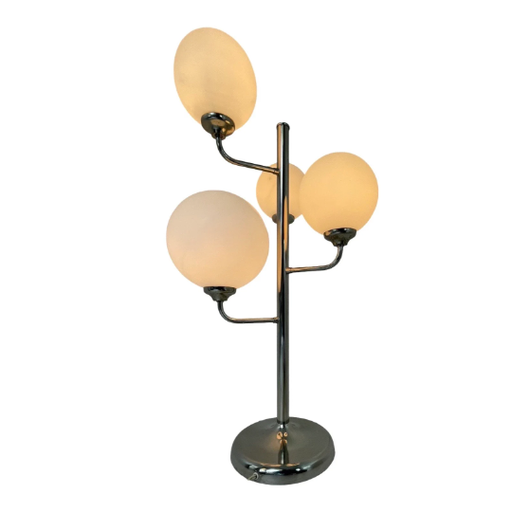 Tafellamp in Bauhaus-stijl met opaalkleurige bollen. In de stijl van Wortmann & Filz, maar omdat dit exemplaar geen merkteke