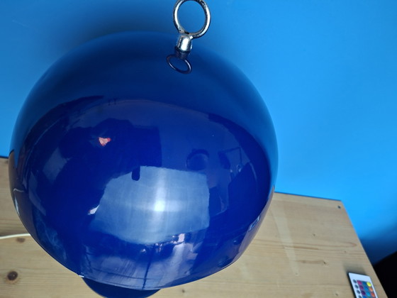 Image 1 of Large deep blue Spanish mushroom table lamp