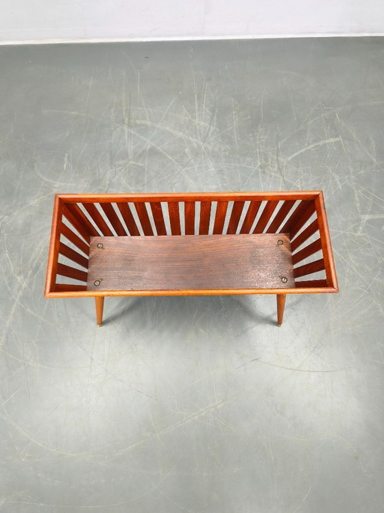 Image 1 of Danish Mid Century Teak Planter with Brass Feet, 1960s