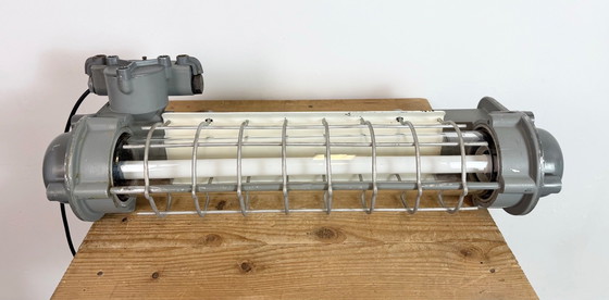 Image 1 of Grijze industriële hanglamp met buisconstructie van Elektrosvit, jaren 70.
