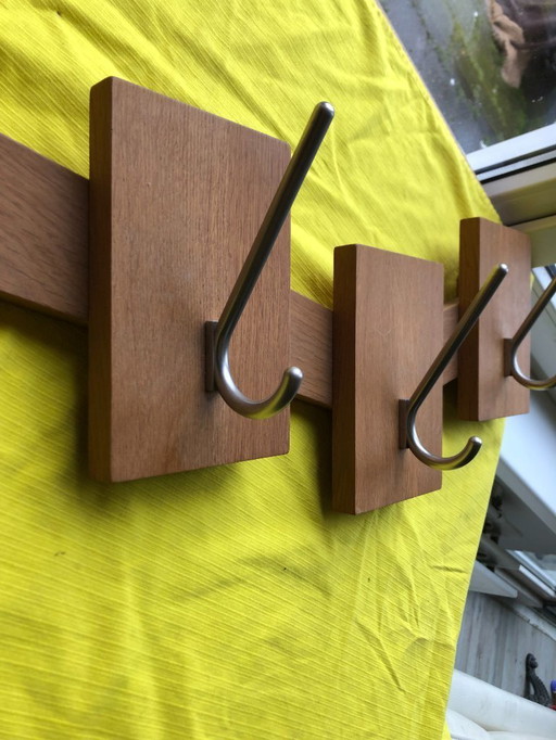 Appendiabiti da parete vintage in legno massello con 5 ganci - 94 cm