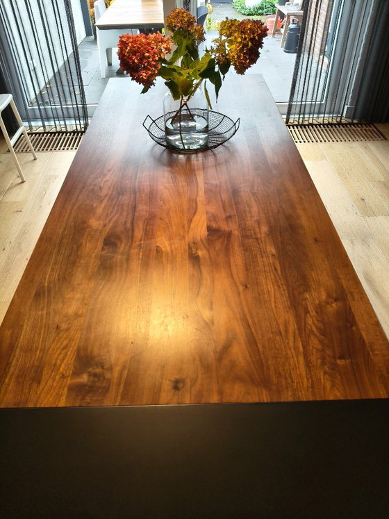 Wooden dining table with black extension, dark brown, Arco (photo 7 of 9)