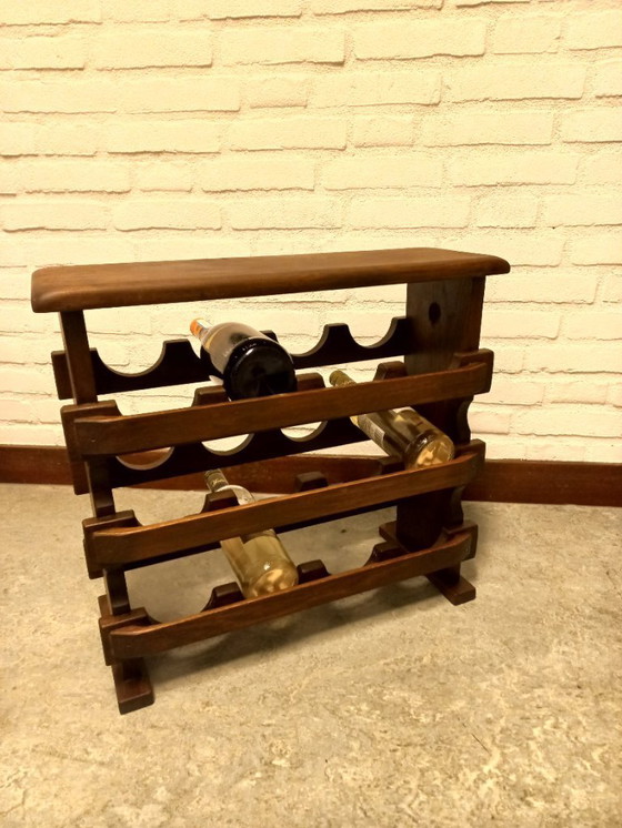 Image 1 of Brutalist wooden wine rack
