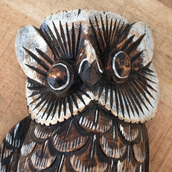 Handgeschnitzte und bemalte Eule, indonesische Volkskunst – Dekorative Objekte, Wood (photo 7 of 10)