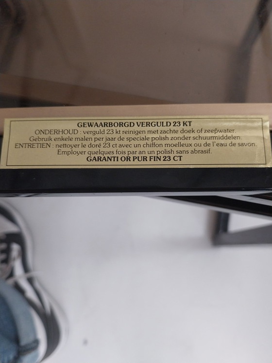 Image 1 of 1 x mimi set Belgo chrom 1970s nero e oro in vetro fumé