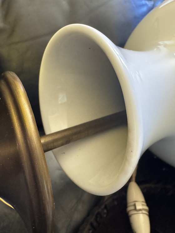 Image 1 of Große Lampe aus Porzellan und Seidentaft